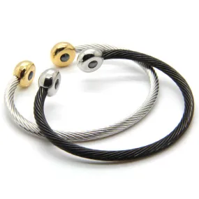 New Arrivals Black / Gold Stainless Steel Bracelets Bangles Smooth Steel Twisted Wire Bracelet Germanium Accessories For Women