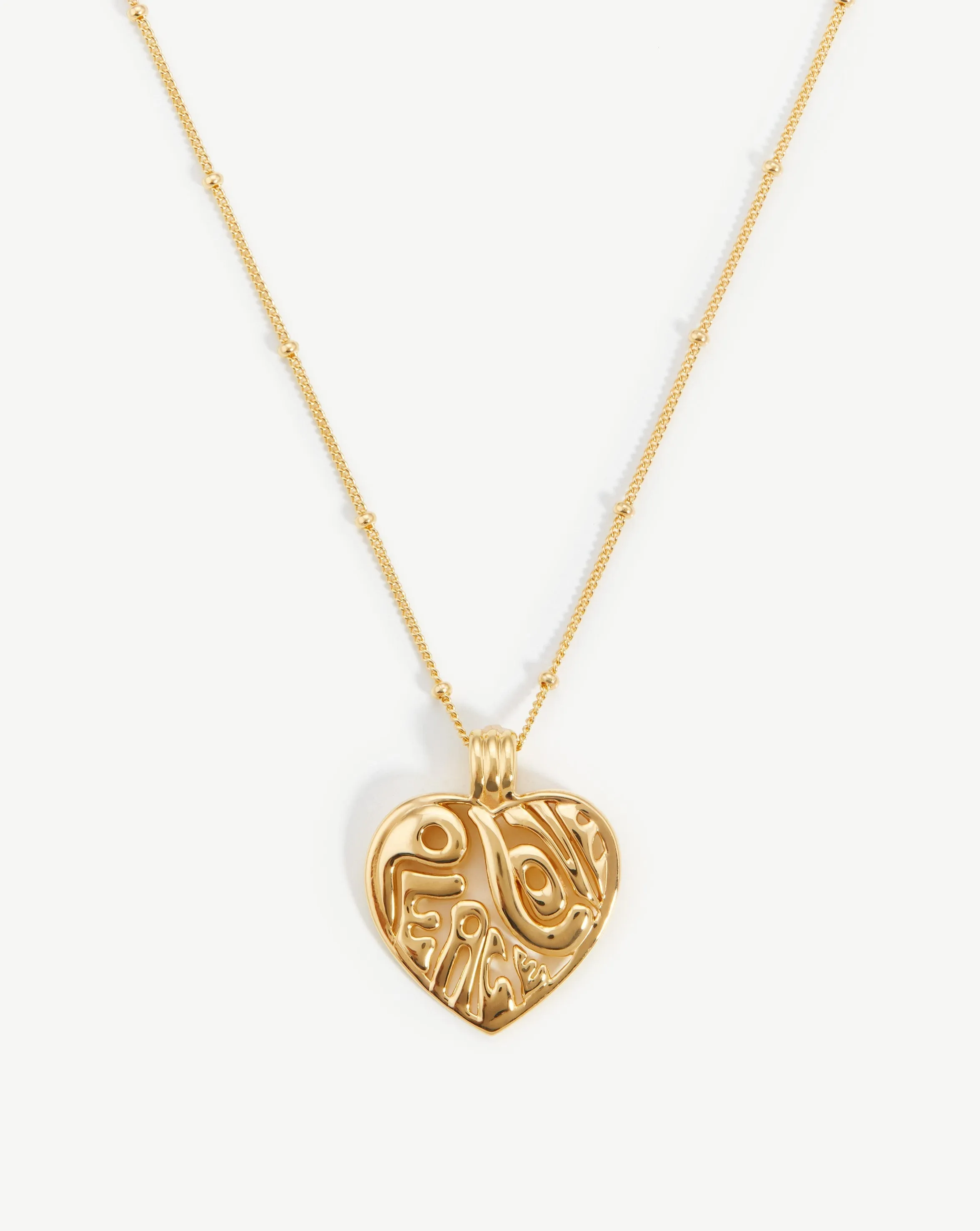Peace & Love Heart Pendant Chain Necklace