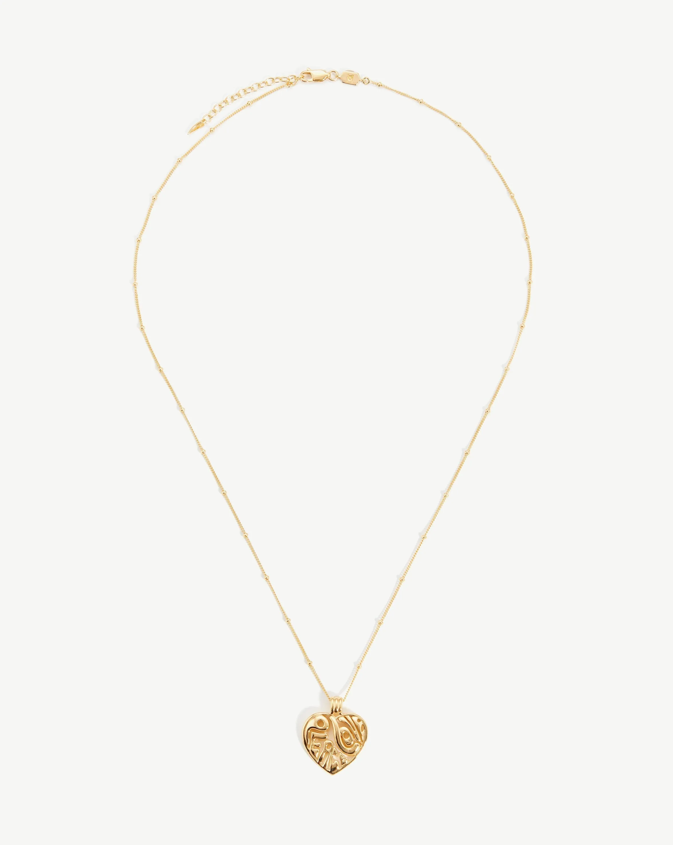 Peace & Love Heart Pendant Chain Necklace