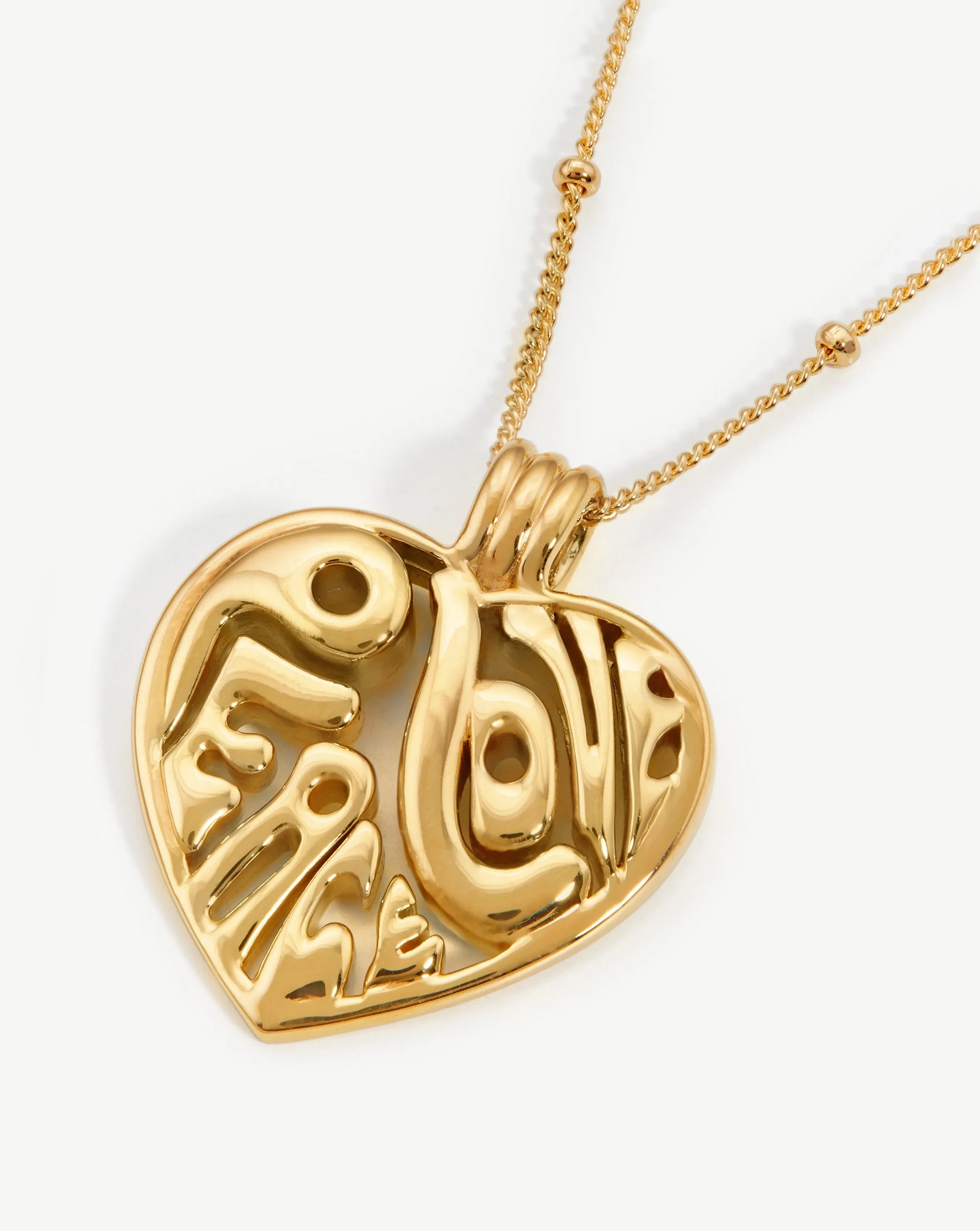 Peace & Love Heart Pendant Chain Necklace