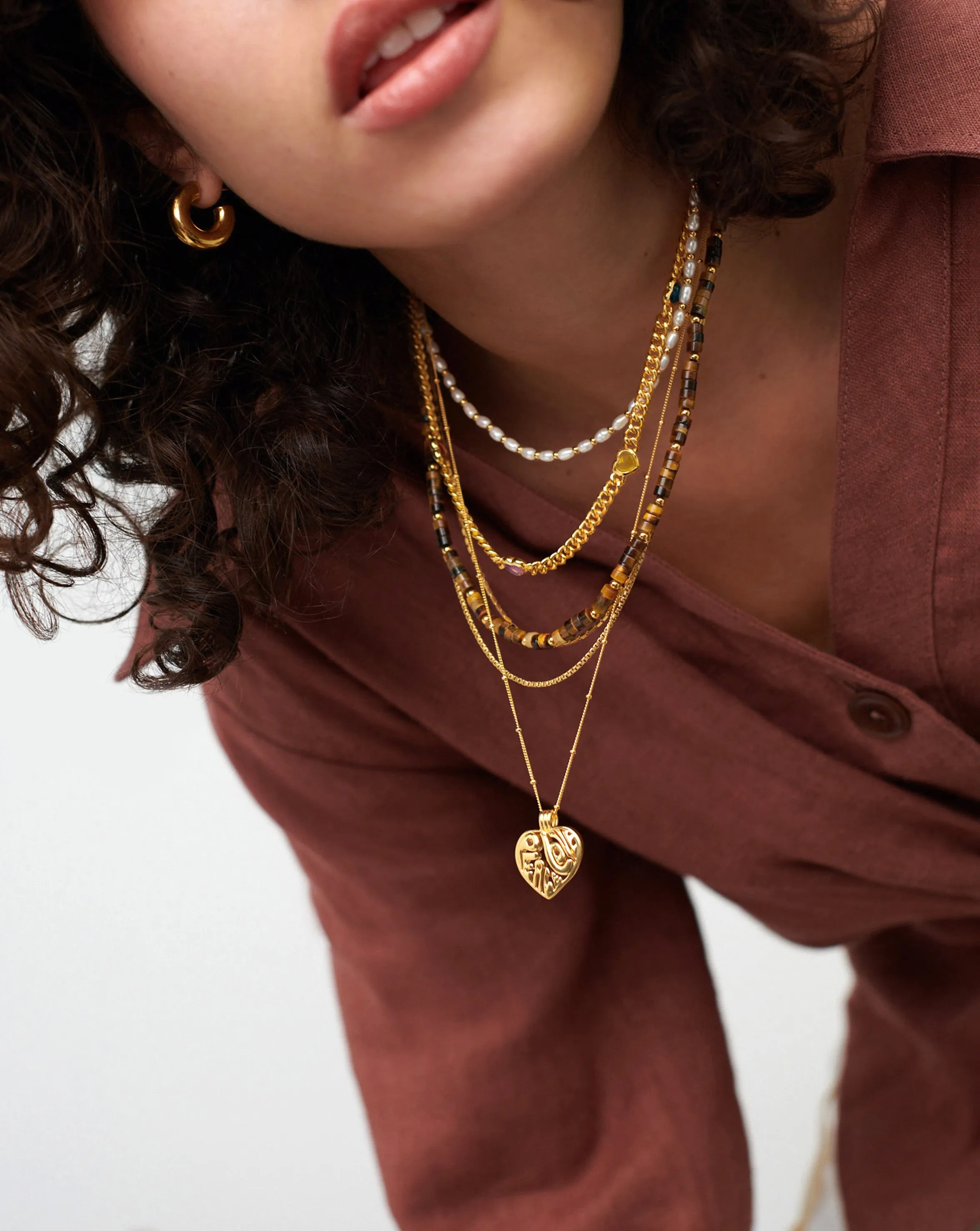 Peace & Love Heart Pendant Chain Necklace