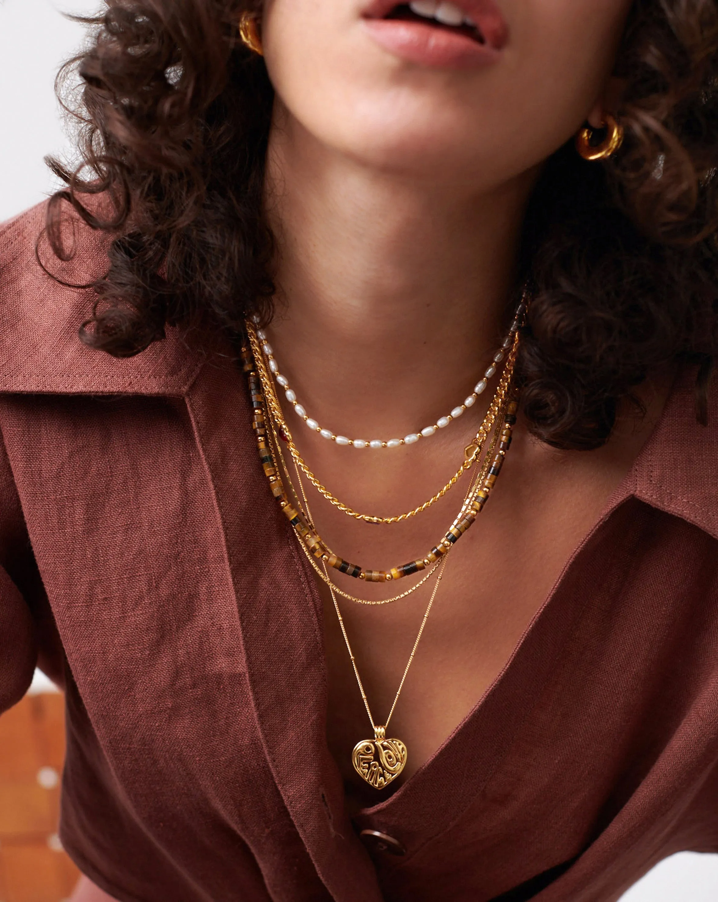 Peace & Love Heart Pendant Chain Necklace