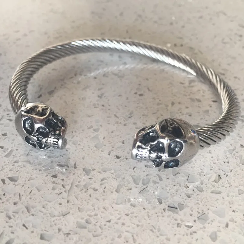 Punk Skull Stainless Steel Bracelet Mens &Women Gothic Jewelry Open Bangle Fashion Jewelry Gifts