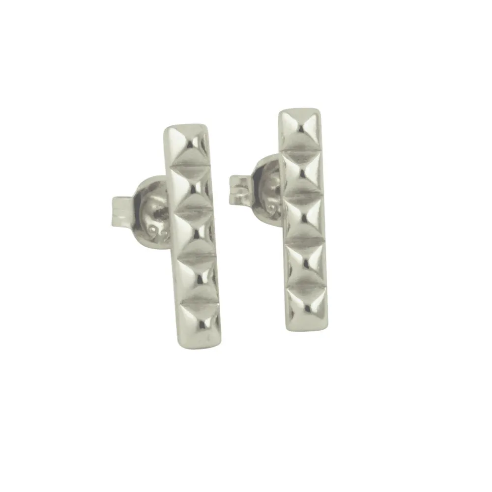 "Studded" Sterling Silver Bar Earrings