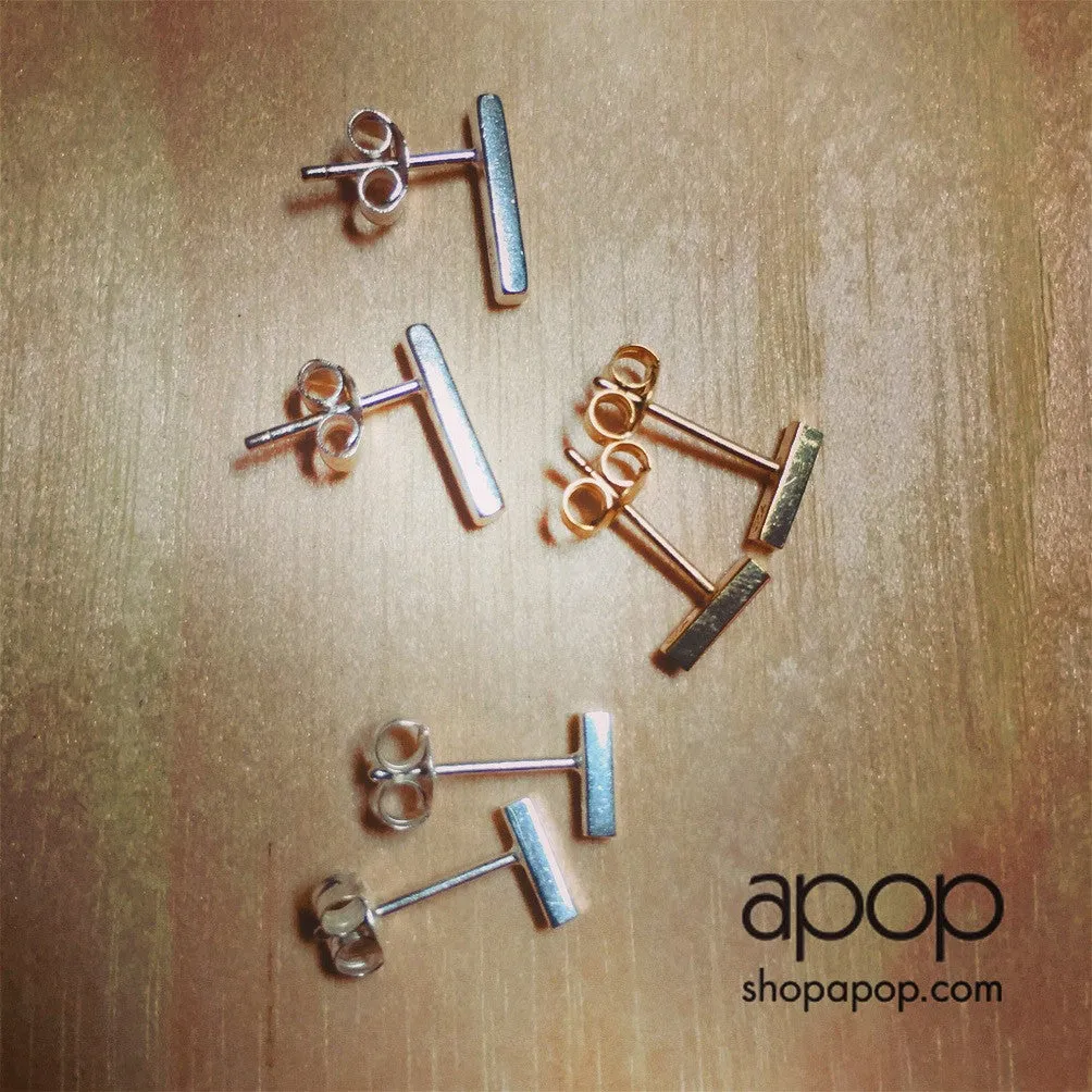 "Studded" Sterling Silver Bar Earrings