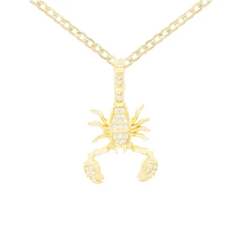Scorpion Cubic Zirconia Pendant With 14K Gold Filled Necklace Set