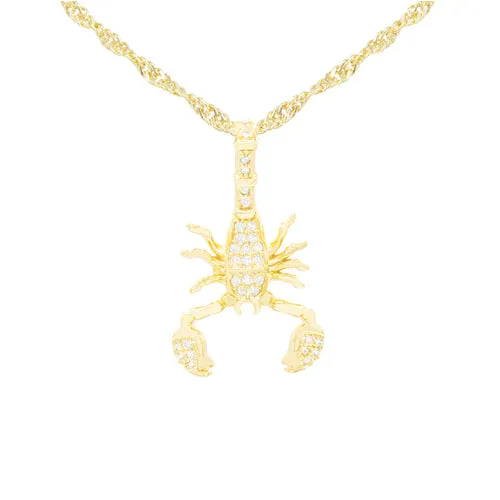 Scorpion Cubic Zirconia Pendant With 14K Gold Filled Necklace Set