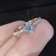 Simple and Elegant Alloy Ring With Cubic Zirconia Accents - Rose Gold