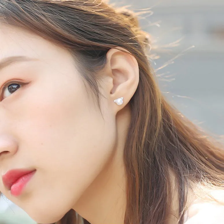 SLUYNZ Platinum Plated 925 Sterling Silver Cute Freshwater Pearl Puppy Studs Earrings for Women Teen Girls Dog Studs Earrings
