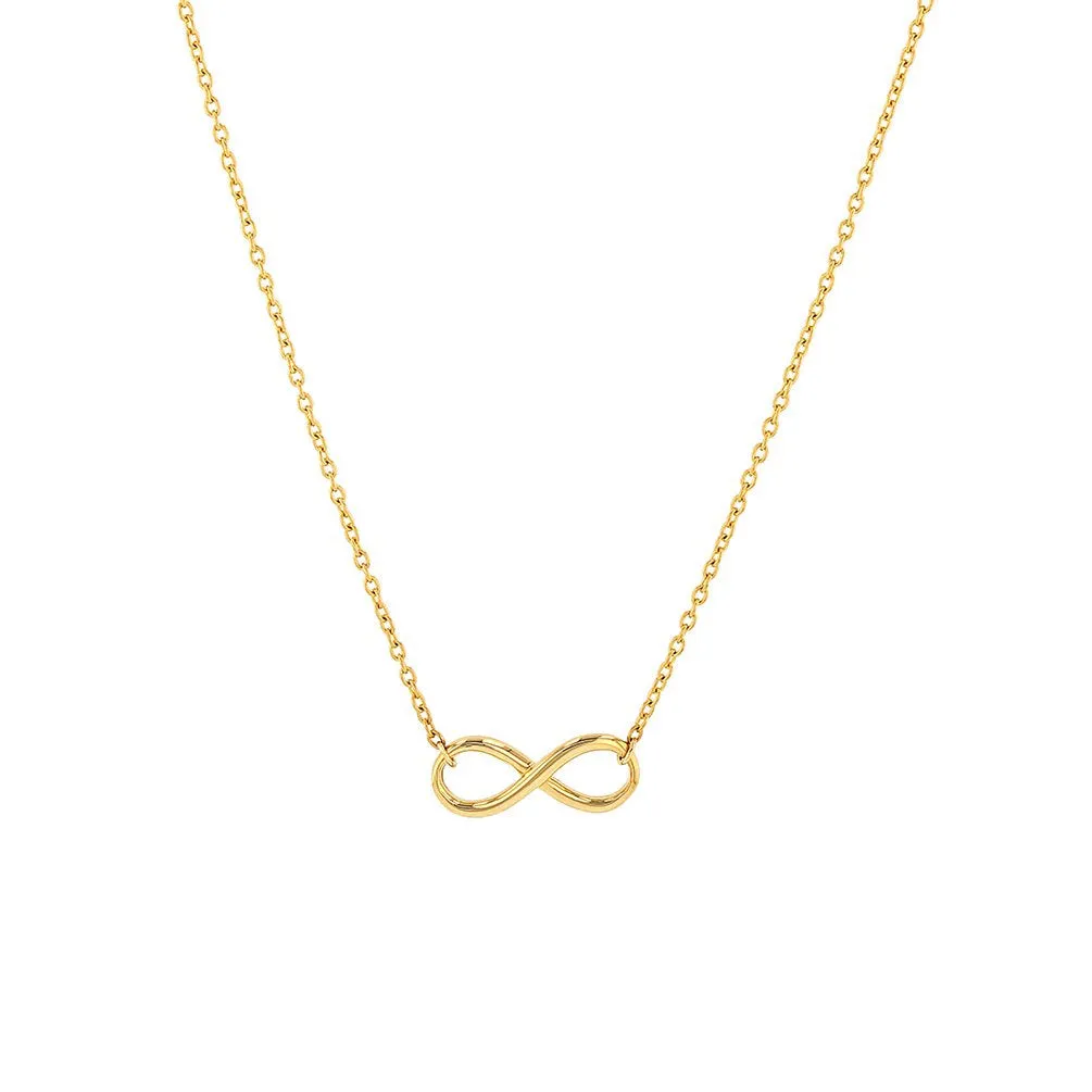 Solid 14K Yellow Gold Plain Infinity Love Necklace