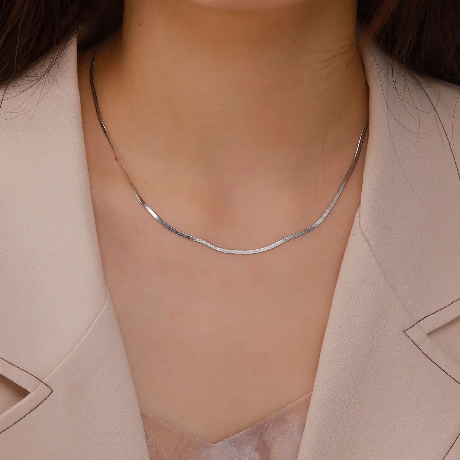 Stainless Steel Snake Chain Necklace for Women Men Gold Color Herringbone Choker Neck Chains