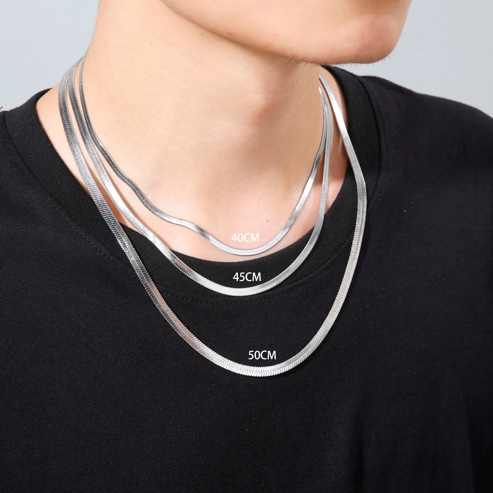 Stainless Steel Snake Chain Necklace for Women Men Gold Color Herringbone Choker Neck Chains