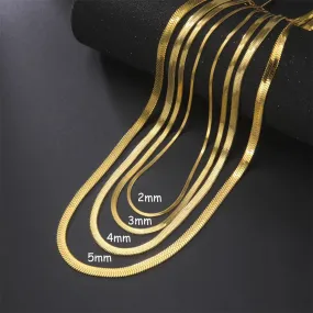 Stainless Steel Snake Chain Necklace for Women Men Gold Color Herringbone Choker Neck Chains