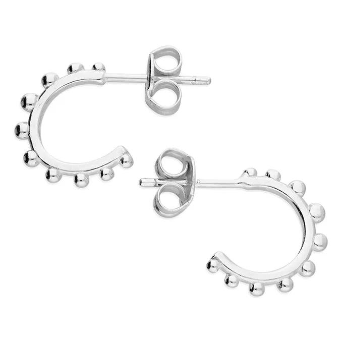 Sterling Silver 12mm Bead Stud Hoop Earrings