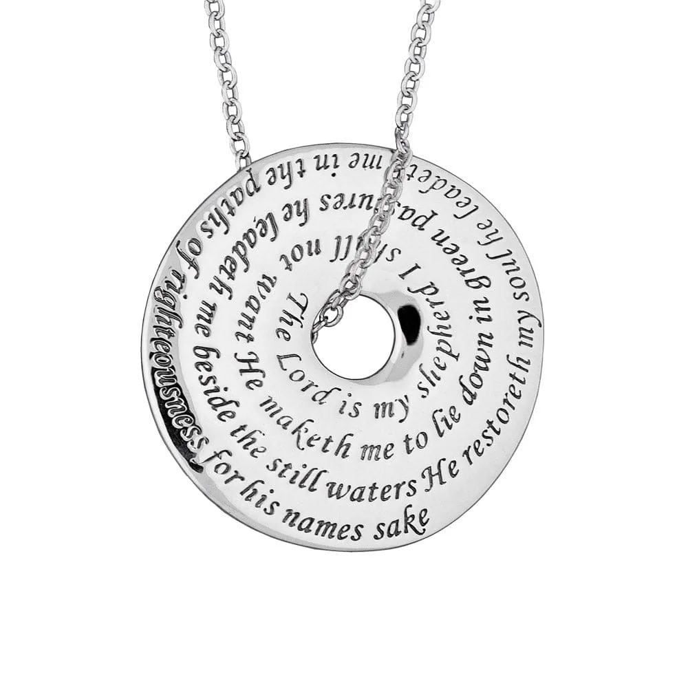 The Lord Is My Shepherd Sterling Silver Disc Necklace