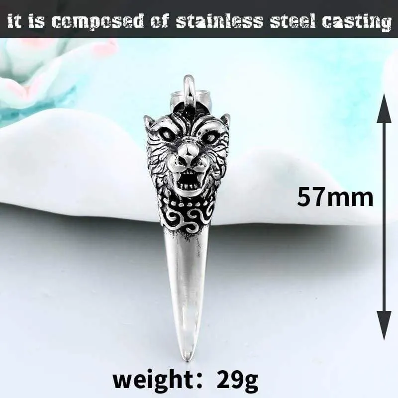 vintage Viking wolf fang tooth Ring choker Chain popular animal Jewelry gift
