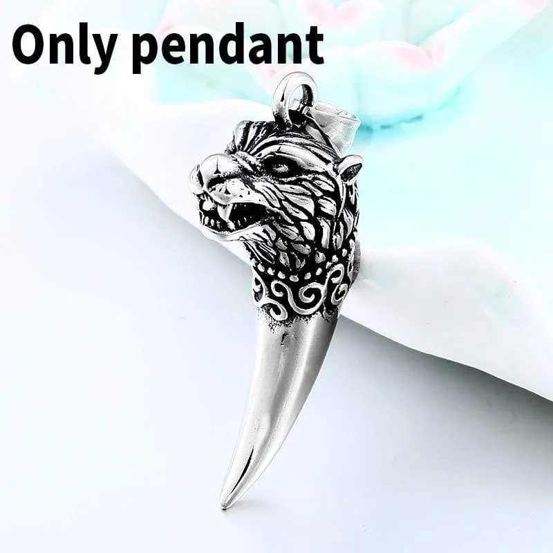 vintage Viking wolf fang tooth Ring choker Chain popular animal Jewelry gift