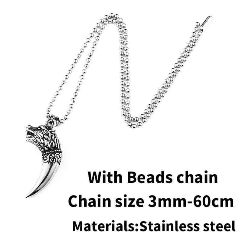 vintage Viking wolf fang tooth Ring choker Chain popular animal Jewelry gift