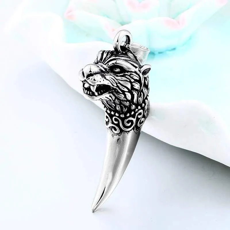 vintage Viking wolf fang tooth Ring choker Chain popular animal Jewelry gift