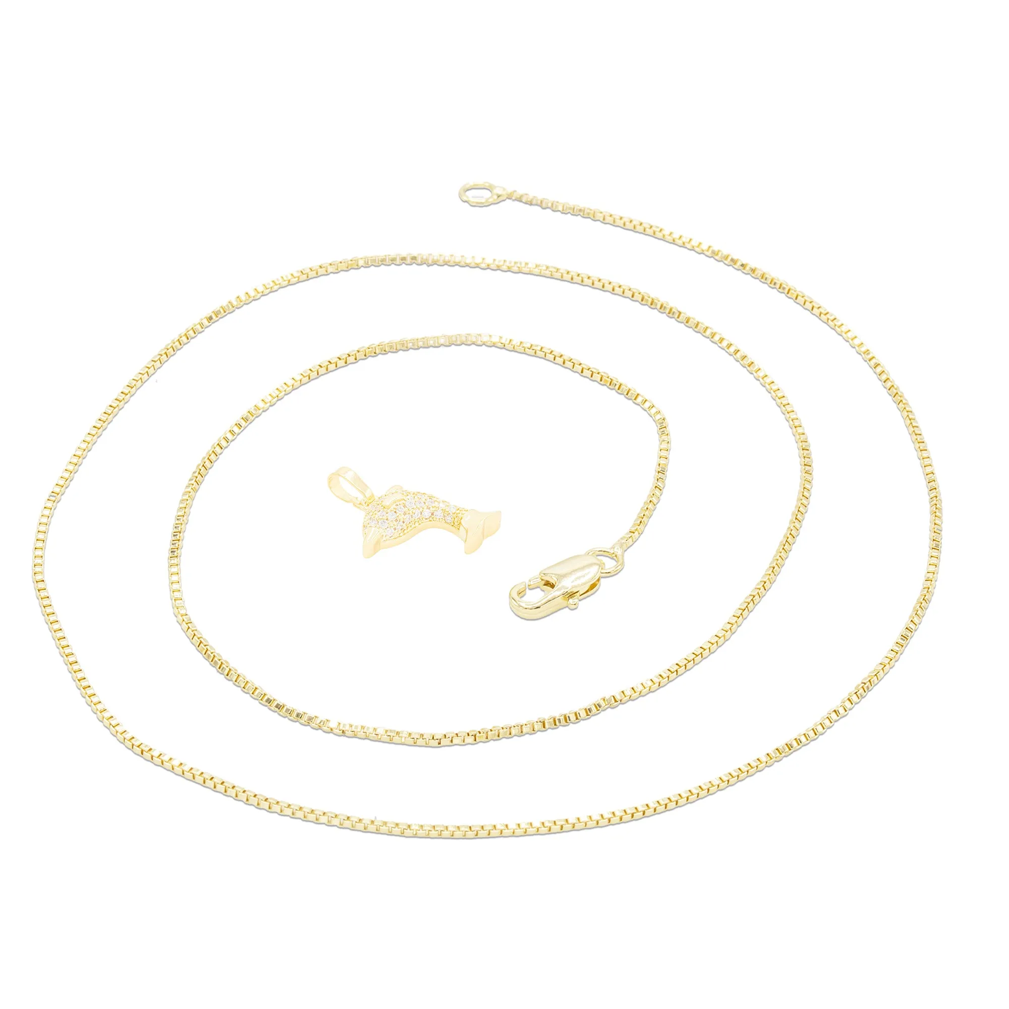 Whale Cubic Zirconia Pendant With 14K Gold Filled Necklace Set