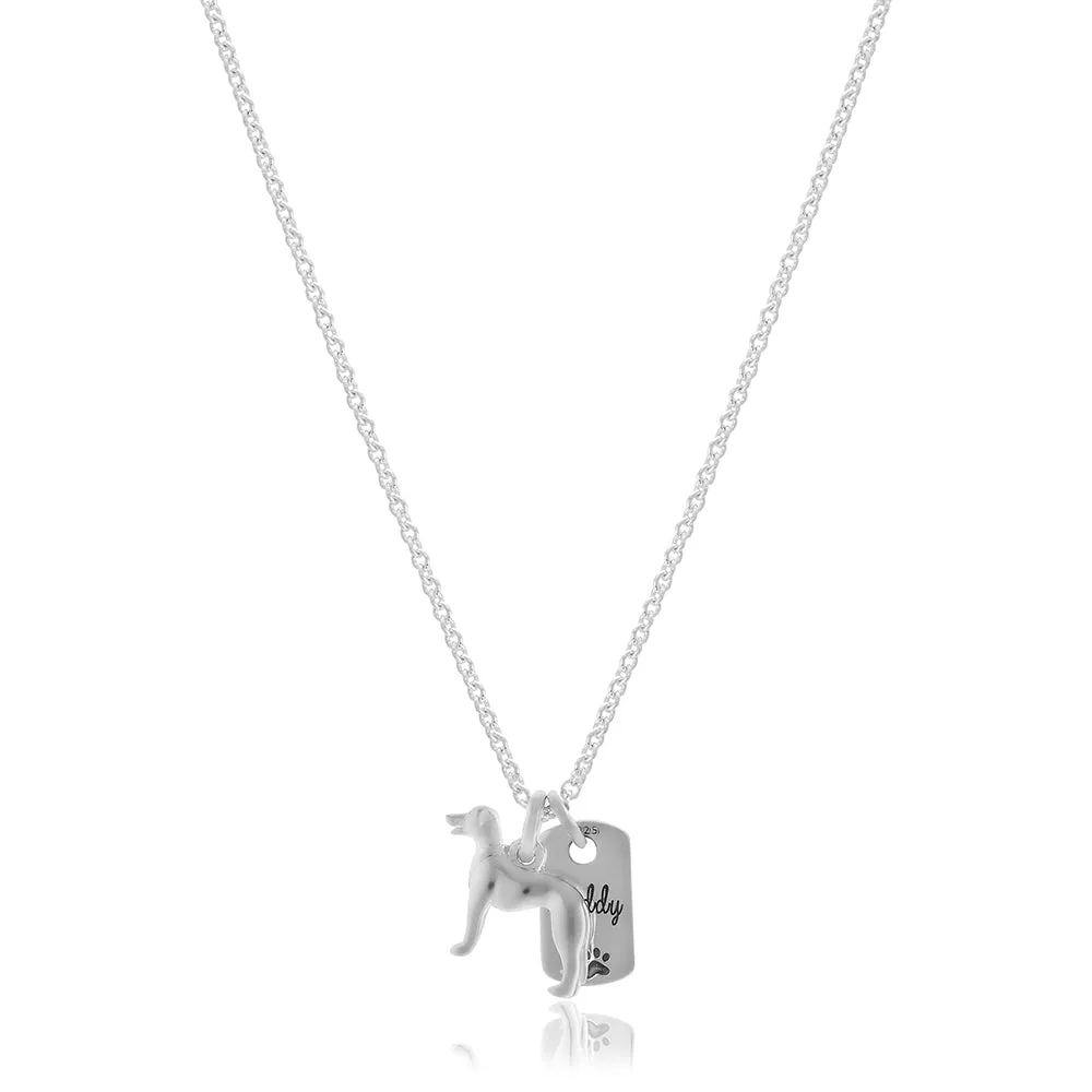 Whippet Personalised Silver Dog Tag Necklace