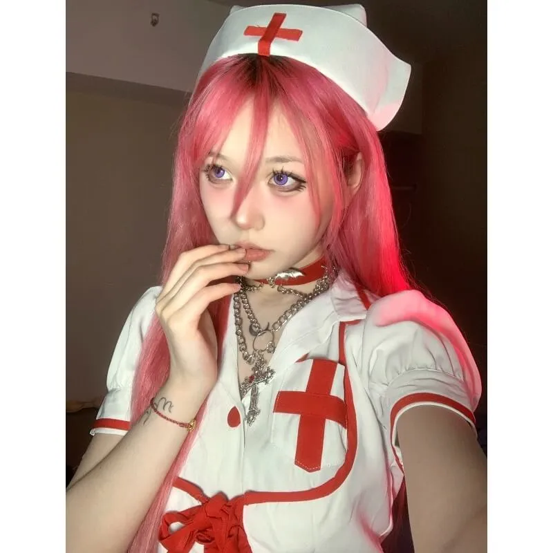 Y2k red diamond cross necklace